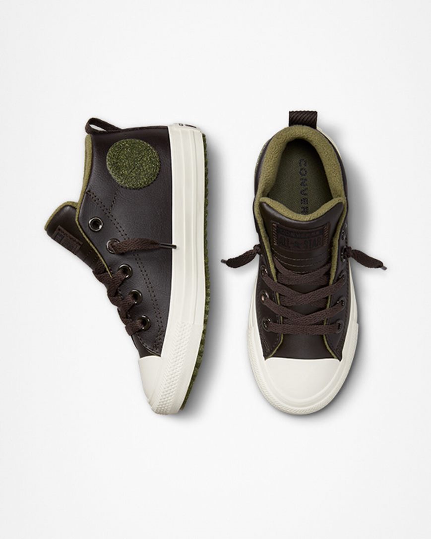 Chlapecké Boty Vysoké Converse Chuck Taylor All Star Street Boot Læder Hnědé | CZ 31POM09